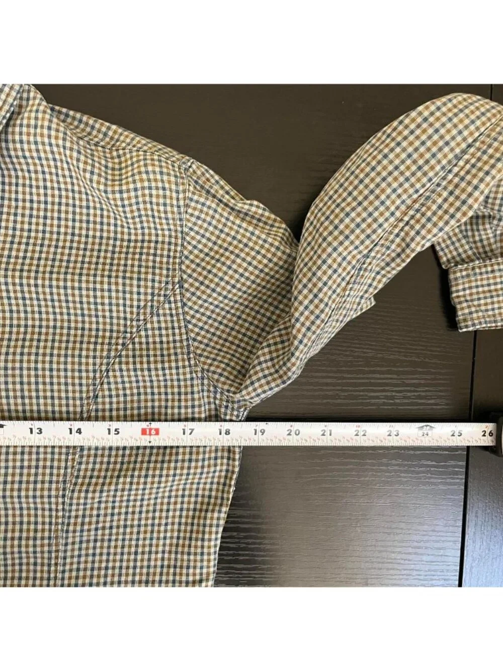 vintage ll bean blue brown cotton plaid essential basic button up shirt - Picture 6 of 8